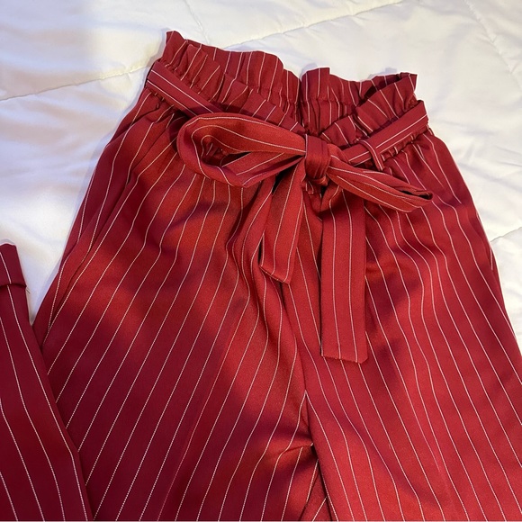 SHEIN Red Striped Pants with Bow Tie SZ: 2 - Picture 4 of 4